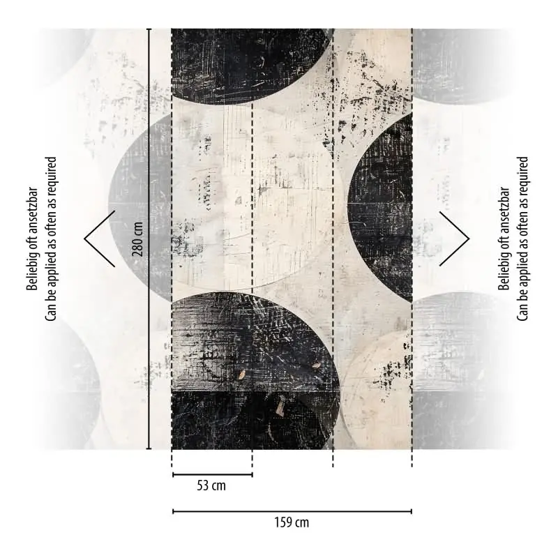 COSMOPOLITAN Fototapete Kreise Schwarz Weiß Creme moderne Vliestapete im Used Look livingwalls (KG-174961)
