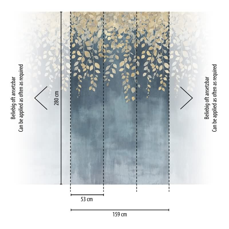 COSMOPOLITAN Fototapete Blätter Blau Gelb moderne Vliestapete mit Farbverlauf livingwalls (KG-174962)