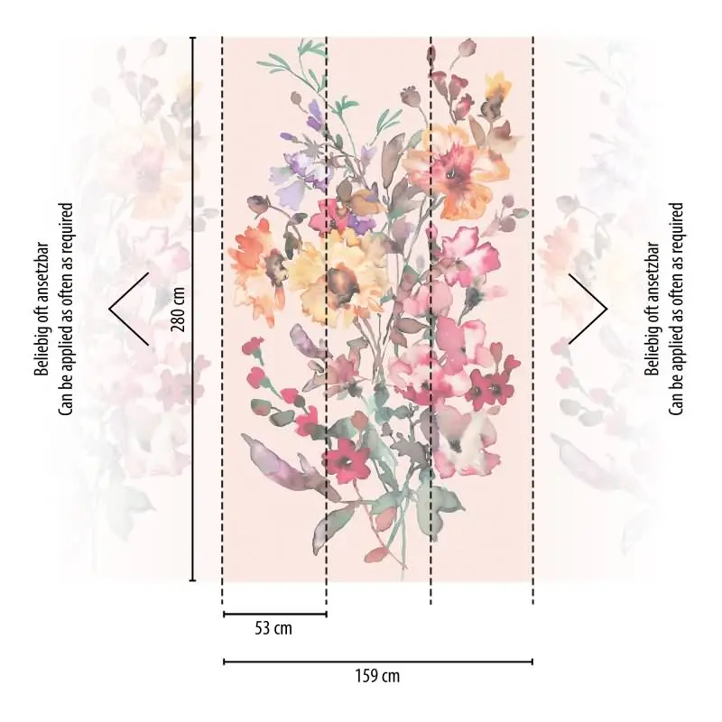 COSMOPOLITAN Fototapete Blumen Aquarell Rosa Bunt moderne florale Vliestapete livingwalls (KG-174972)