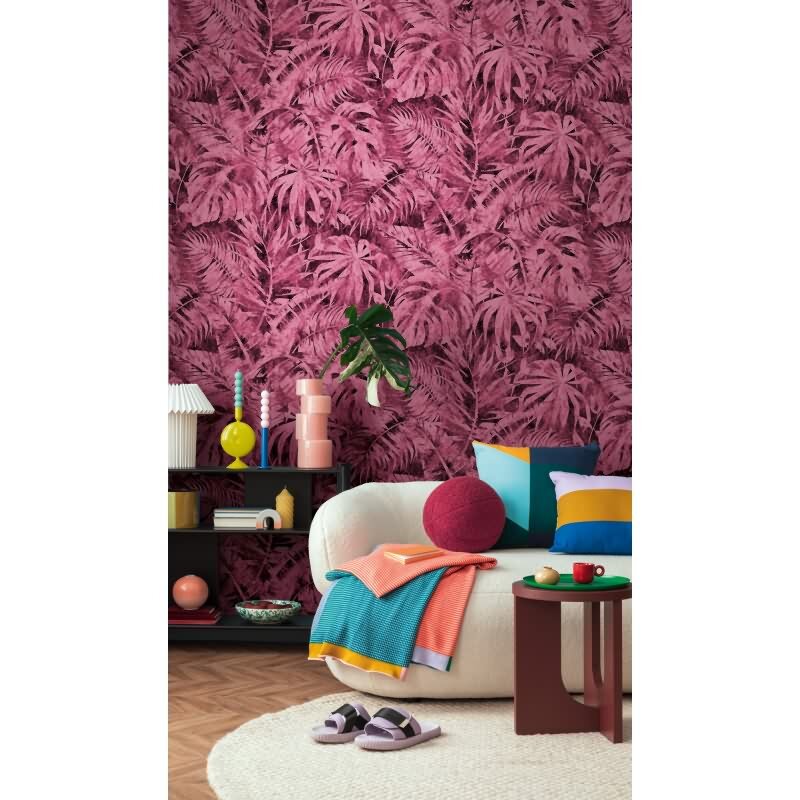 COSMOPOLITAN Fototapete Dschungel-Blätter Pink moderne Vliestapete Palmen Muster livingwalls (KG-174977)