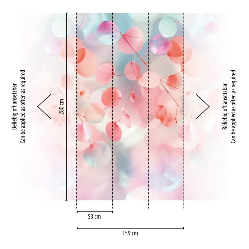 COSMOPOLITAN Fototapete Bunte Blätter Rosa Blau moderne Aquarell Vliestapete livingwalls (KG-174979)