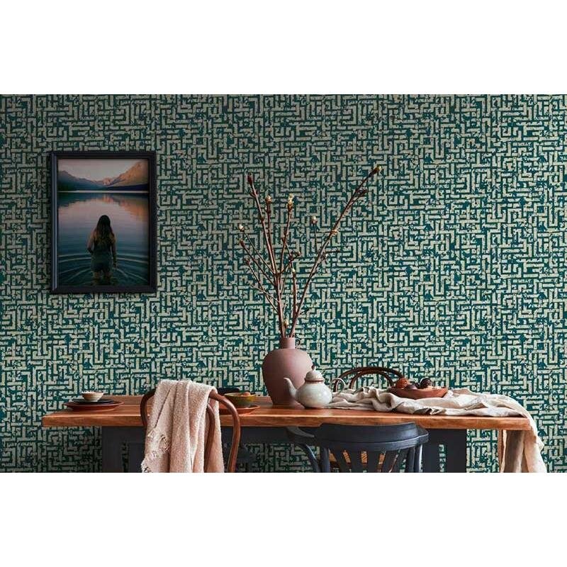 Tapete Blau, Grün, Petrol, Grau, Silber livingwalls Vliestapete (1039693)