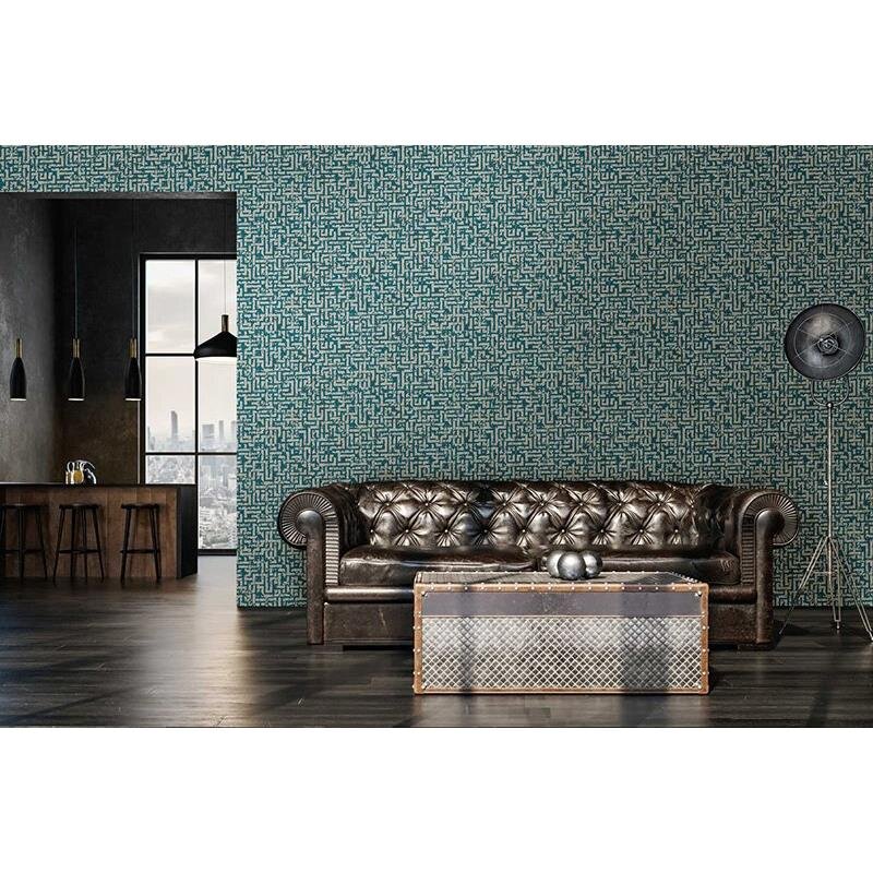 Tapete Blau, Grün, Petrol, Grau, Silber livingwalls Vliestapete (1039693)