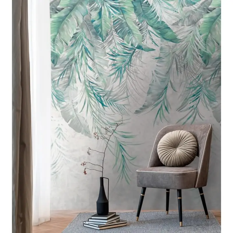 Fototapete Tropisches Blätterdach Grün Weiß - Wandbild in Aquarelloptik - livingwalls Vliestapete erweiterbar (KG-175099)