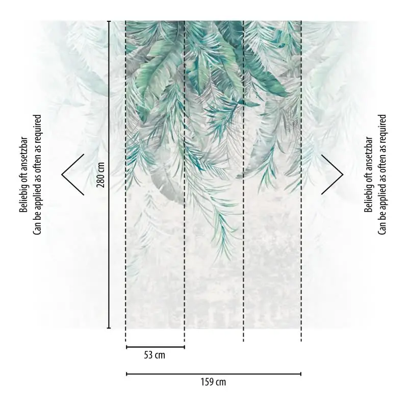 Fototapete Tropisches Blätterdach Grün Weiß - Wandbild in Aquarelloptik - livingwalls Vliestapete erweiterbar (KG-175099)