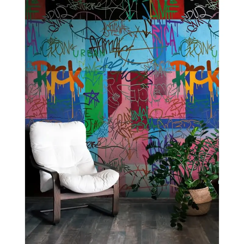 Fototapete Pop-Art Collage Bunt - Street-Art Look in kräftigen Farben - livingwalls Vliestapete erweiterbar (KG-175103)