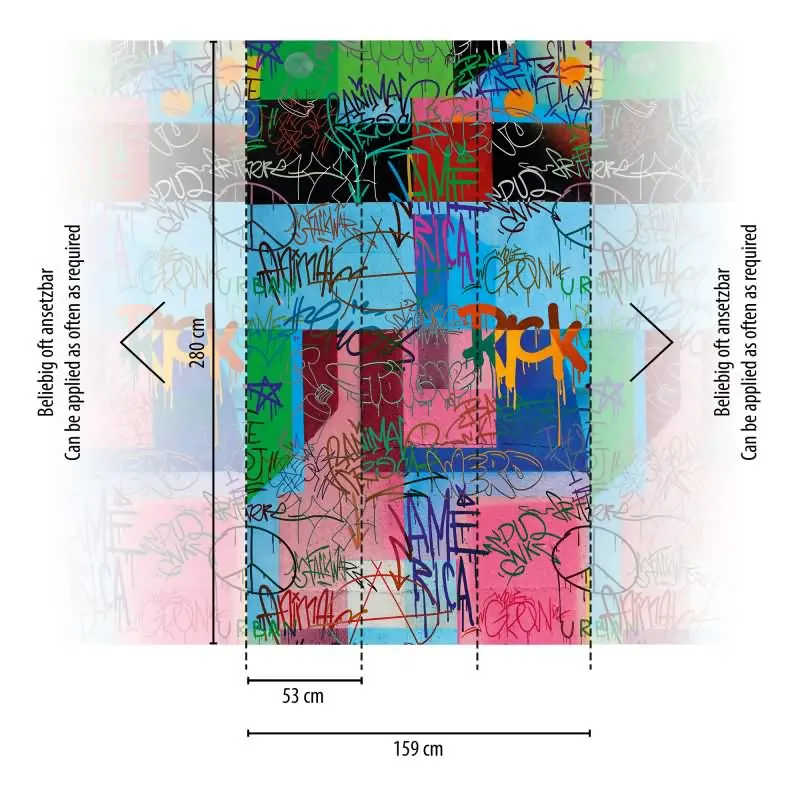 Fototapete Pop-Art Collage Bunt - Street-Art Look in kräftigen Farben - livingwalls Vliestapete erweiterbar (KG-175103)