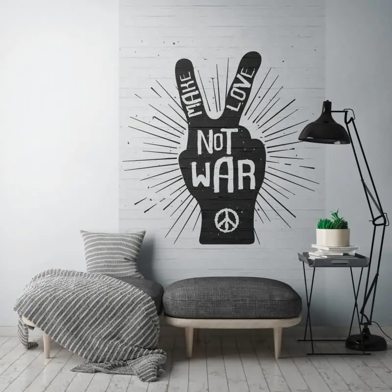 Fototapete Peace-Zeichen Schwarz Weiß - Statement-Wandbild "No War" - livingwalls Vliestapete erweiterbar (KG-175108)