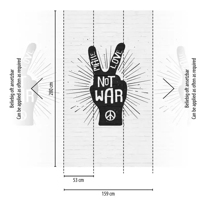 Fototapete Peace-Zeichen Schwarz Weiß - Statement-Wandbild "No War" - livingwalls Vliestapete erweiterbar (KG-175108)