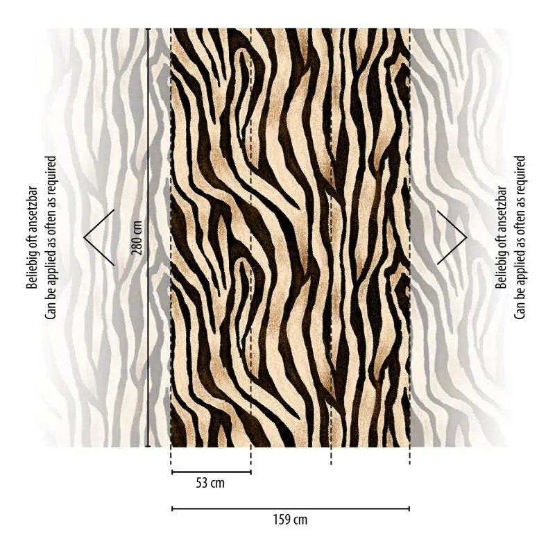 Fototapete Zebra-Optik Beige Schwarz - Exotisches Tiermuster modern interpretiert - livingwalls Vliestapete erweiterbar (KG-175110)