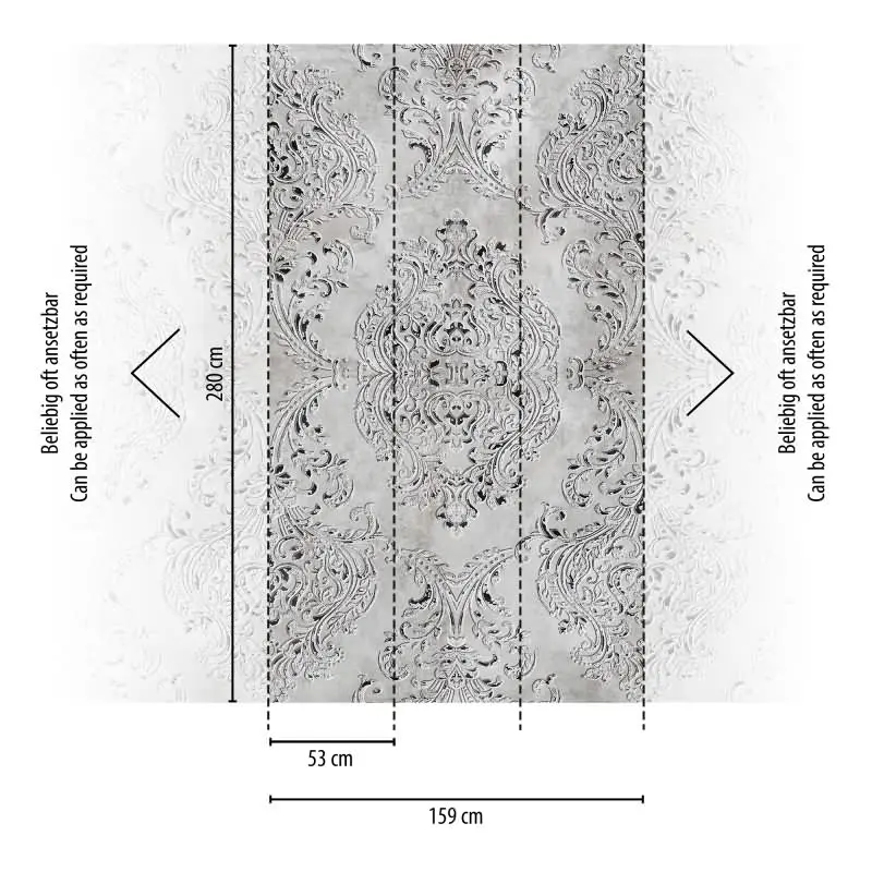 Fototapete Florales Ornament Grau Beige - Barockes Muster in Vintage-Optik - livingwalls Vliestapete erweiterbar (KG-175114)