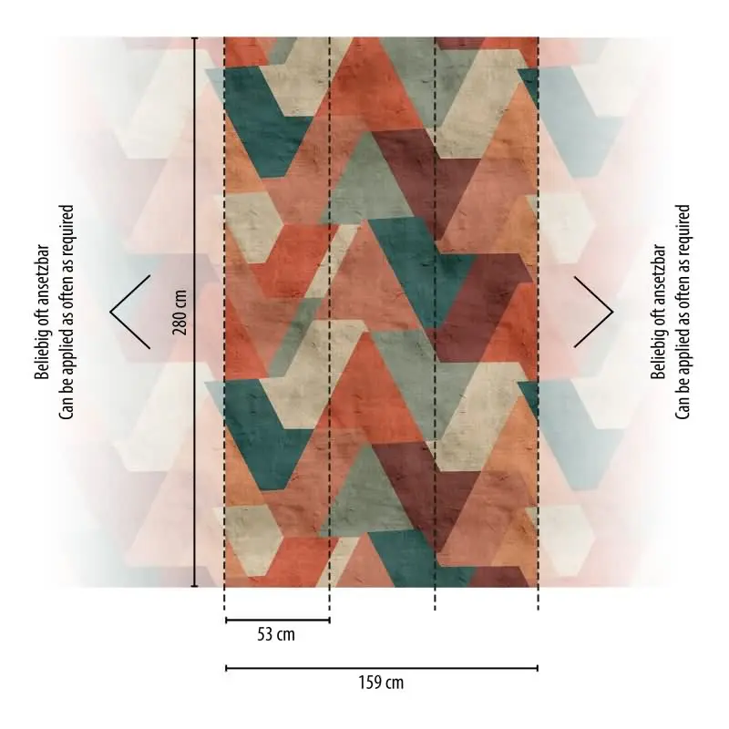 Fototapete Dreieck-Muster Retro Bunt - Geometrisches Design in Rostoptik - livingwalls Vliestapete erweiterbar (KG-175116)