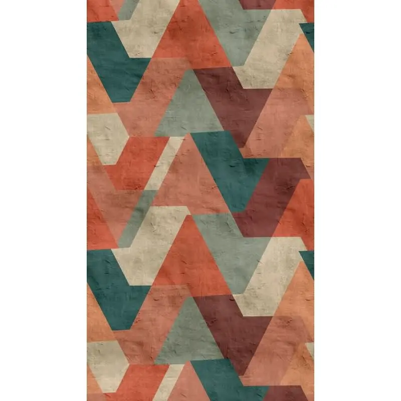 Fototapete Dreieck-Muster Retro Bunt - Geometrisches Design in Rostoptik - livingwalls Vliestapete erweiterbar (KG-175116)