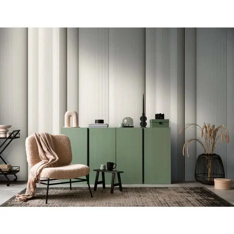 Fototapete Streifenmuster Beige Grau - Elegante Linienoptik modern - livingwalls Vliestapete erweiterbar (KG-175119)