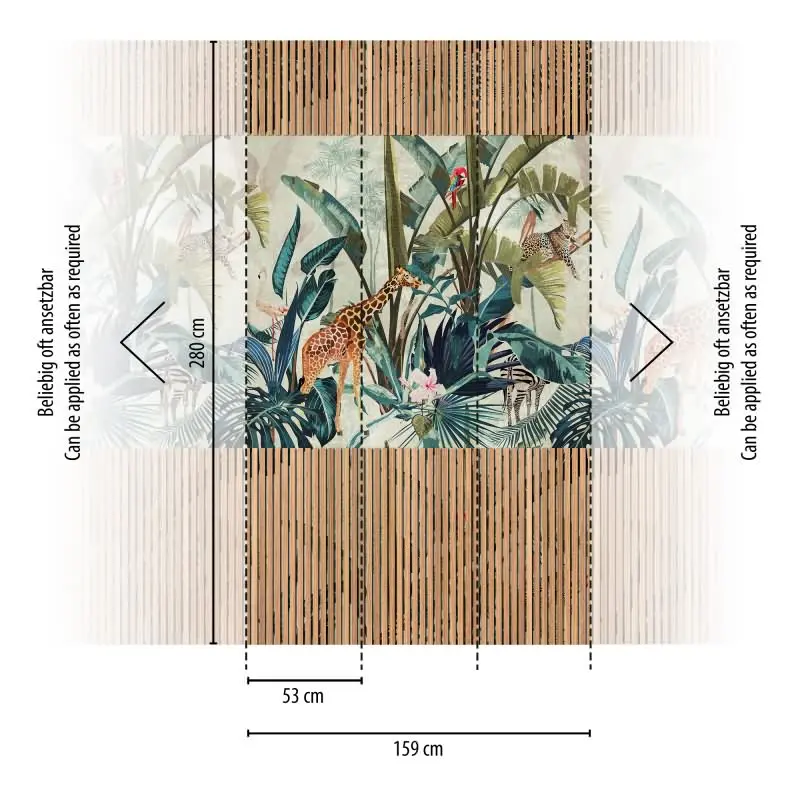 Fototapete Pflanzenmotiv auf Holzoptik Braun Grün - Exotisches Wandbild Natur - livingwalls Vliestapete erweiterbar (KG-175131)