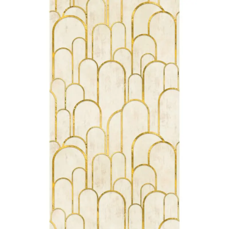 Fototapete Bogenmuster Gold Beige - Elegantes Linien-Design mit Glanzoptik - livingwalls Vliestapete erweiterbar (KG-175134)