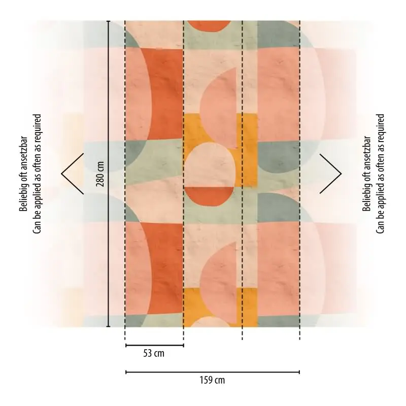 Fototapete Geometrisch Retro Orange Grün - Halbkreise und Formen im Vintage-Stil - livingwalls Vliestapete erweiterbar (KG-175135)