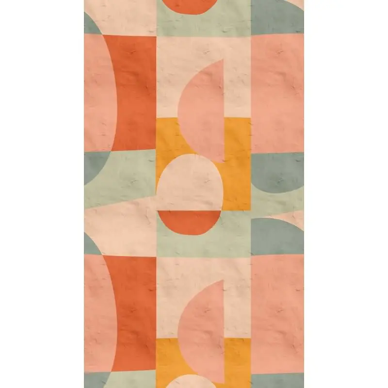 Fototapete Geometrisch Retro Orange Grün - Halbkreise und Formen im Vintage-Stil - livingwalls Vliestapete erweiterbar (KG-175135)