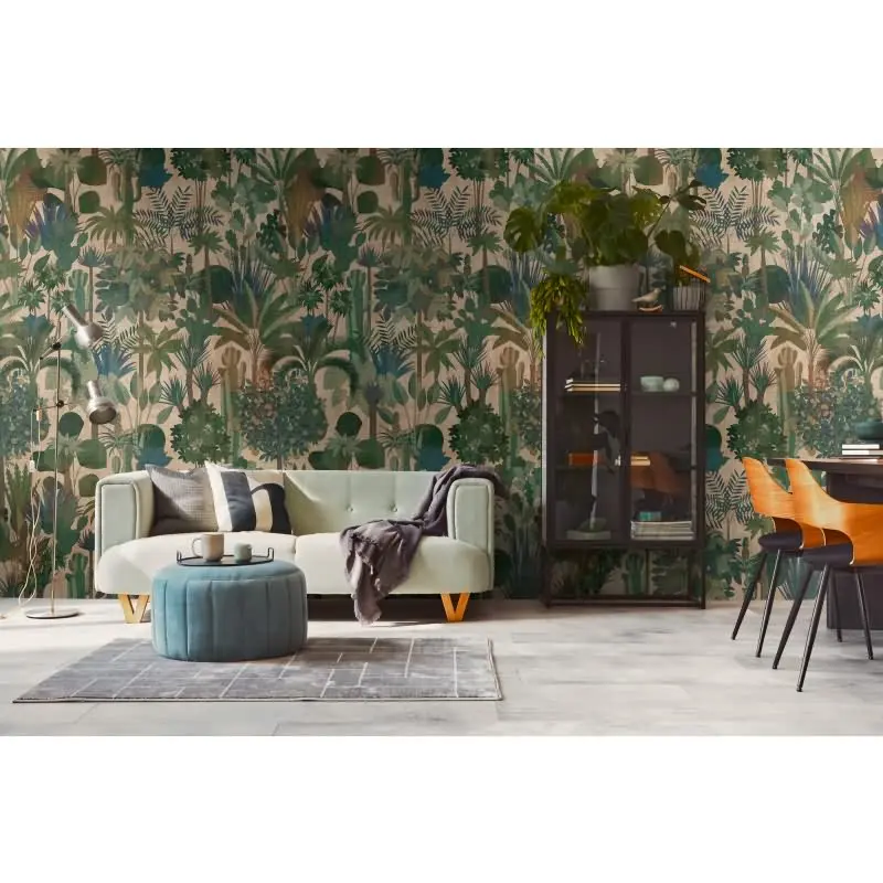 Fototapete Dschungel-Muster Grün Braun - Blätteroptik mit exotischem Flair - livingwalls Vliestapete erweiterbar (KG-175140)