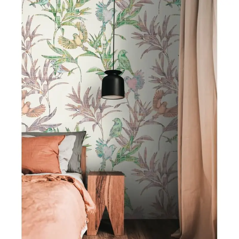 Fototapete Florale Zeichnung Rosa Grün - Handgezeichnete Blumenranken verspielt - livingwalls Vliestapete erweiterbar (KG-175154)