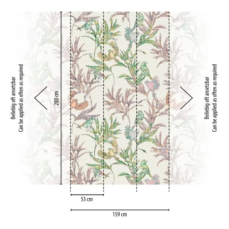 Fototapete Florale Zeichnung Rosa Grün - Handgezeichnete Blumenranken verspielt - livingwalls Vliestapete erweiterbar (KG-175154)