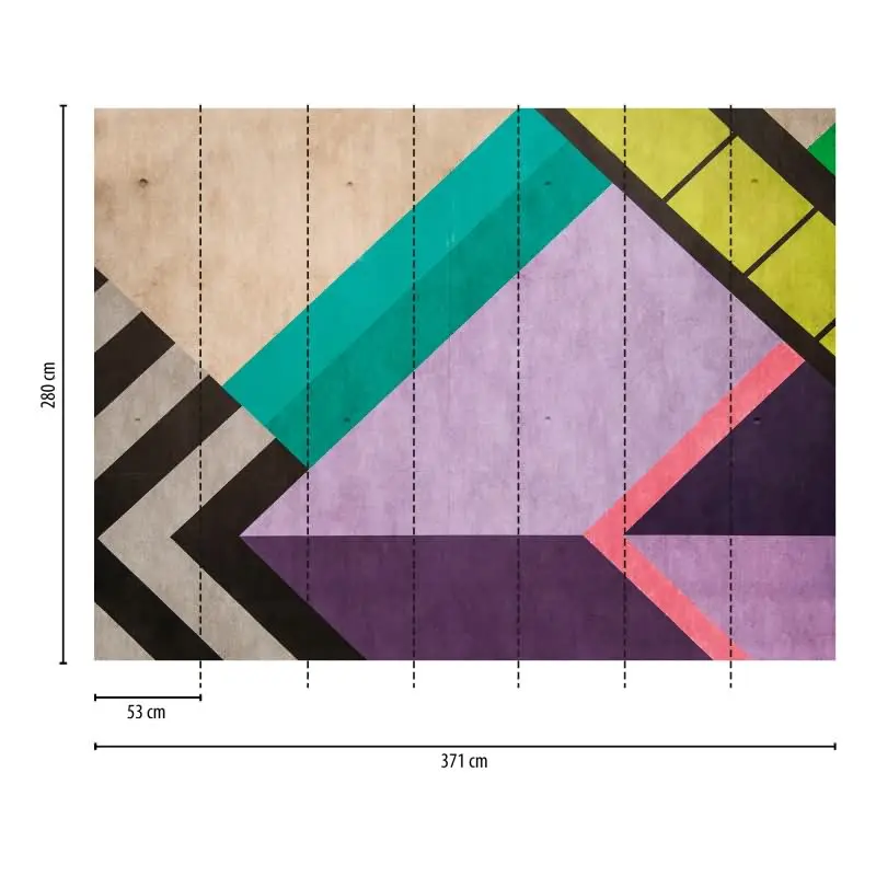 Fototapete Geometrisch Bunt Holzoptik - Moderne Linien in Pink Lila Grün Schwarz - livingwalls Vliestapete (KG-175186)