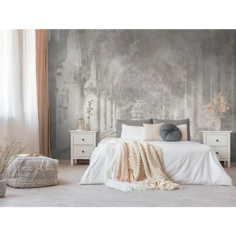 Fototapete Allee mit Bäumen Sepiaoptik - Klassische Landschaft mit Tiefenwirkung - livingwalls Vliestapete (KG-175187)