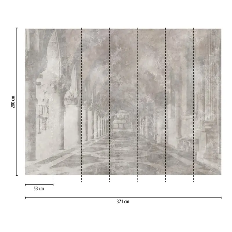 Fototapete Allee mit Bäumen Sepiaoptik - Klassische Landschaft mit Tiefenwirkung - livingwalls Vliestapete (KG-175187)