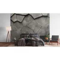 Fototapete 3D-Optik Betonstruktur Dunkelgrau -...