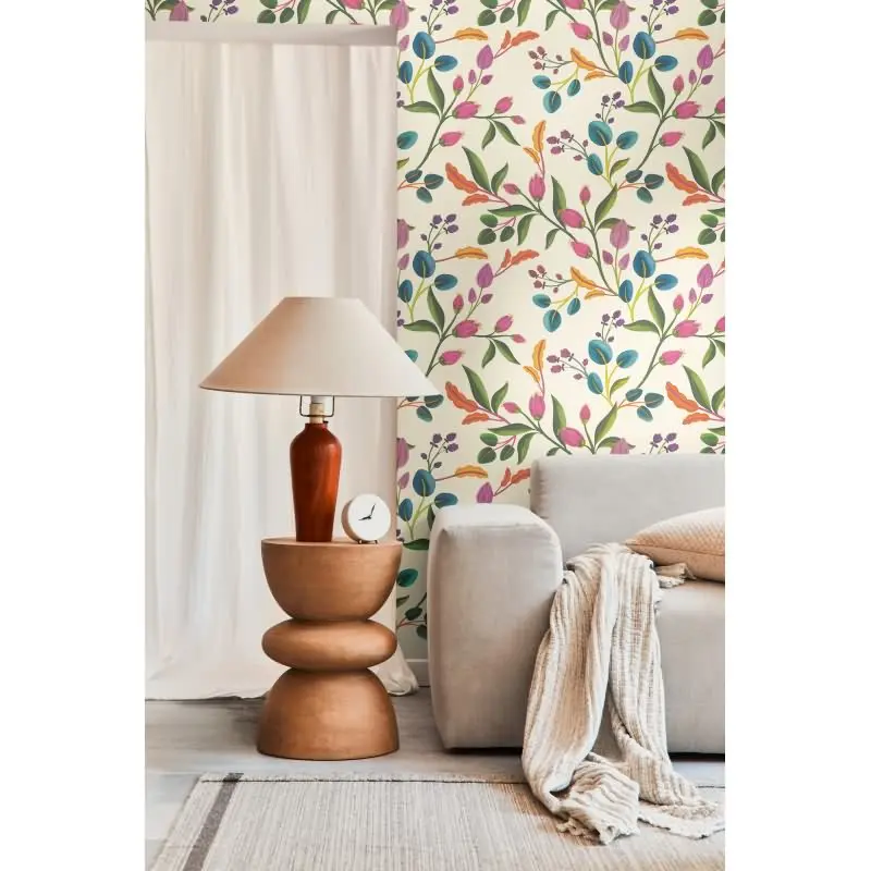 Verspielte livingwalls Vliestapete mit Blütenzweigen - florales Design auf hellem Grund  (KG-175211)