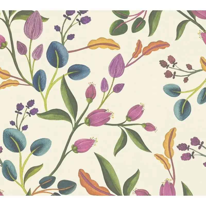 Verspielte livingwalls Vliestapete mit Blütenzweigen - florales Design auf hellem Grund  (KG-175211)