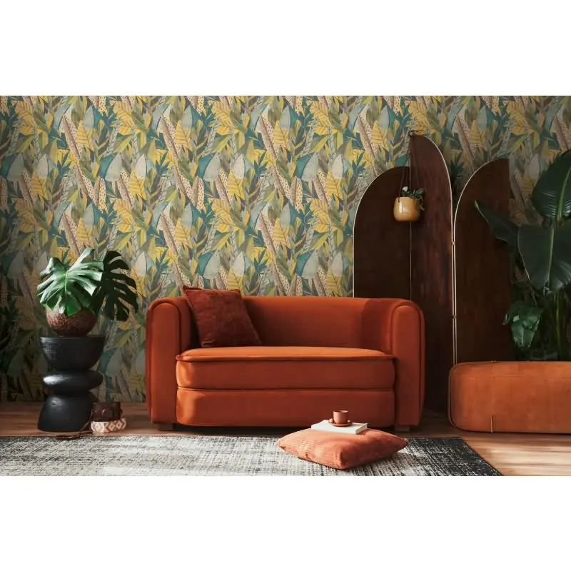 Tropenwald-Tapete mit grafischem Blättermuster livingwalls (KG-175230)