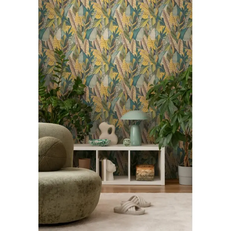 Tropenwald-Tapete mit grafischem Blättermuster livingwalls (KG-175230)