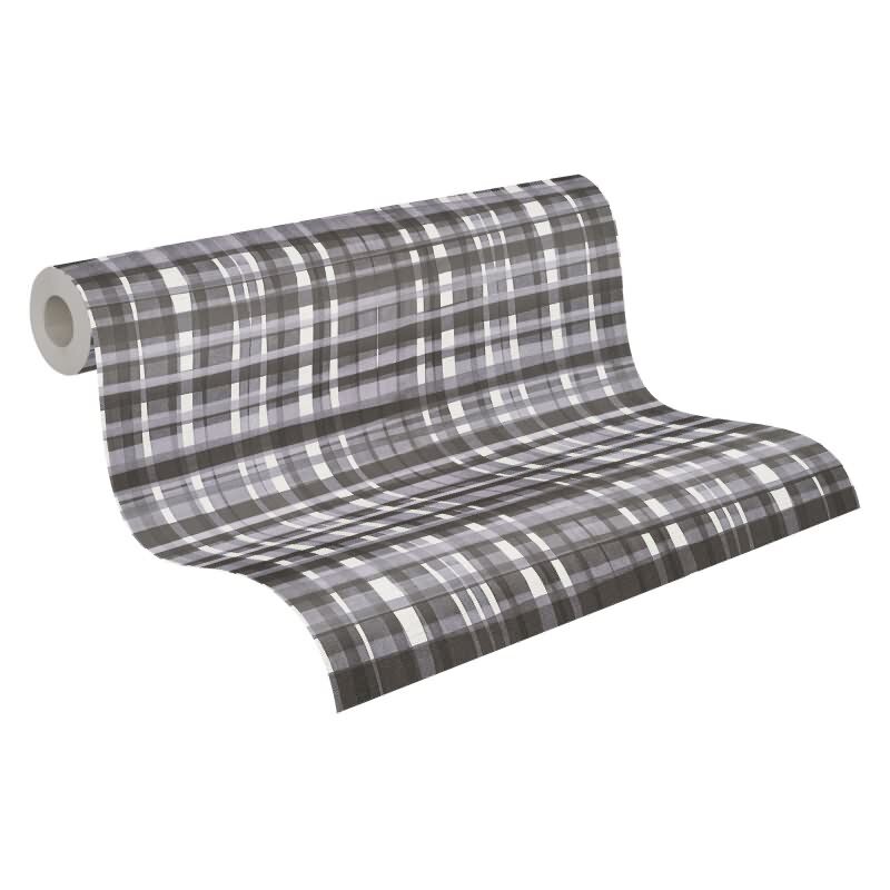 Karo-Tapete Schwarz Grau Weiß - Klassisches Karomuster - livingwalls Vliestapete modern (KG-175244)