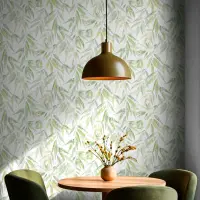 Vliestapete Bl&auml;tter Floral Natur matt in Wei&szlig;...