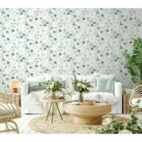 Selbstklebende Tapete in Gr&uuml;n Blumenoptik,...