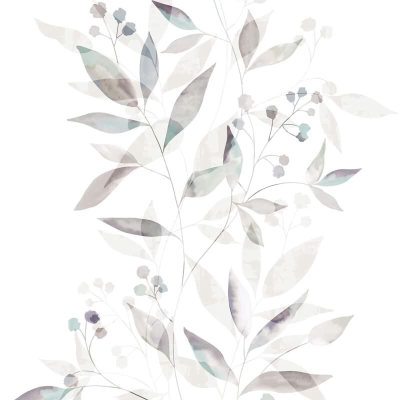 Vliestapete Blätter Floral Natur matt in Weiß für Wohnzimmer, Schlafzimmer, Küche (KG-175464)