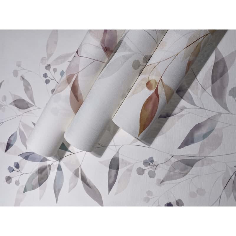 Vliestapete Blätter Floral Natur matt in Weiß für Wohnzimmer, Schlafzimmer, Küche (KG-175464)