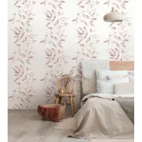 Vliestapete Bl&auml;tter Floral Natur matt in Wei&szlig;...