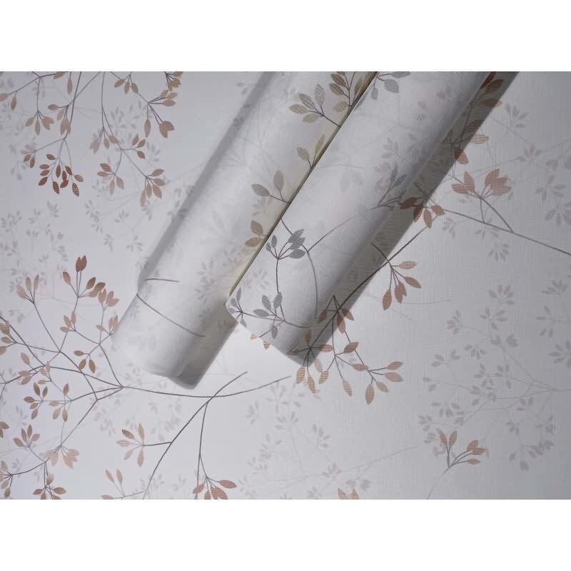 Vliestapete Blätter Floral Natur matt in Weiß für Wohnzimmer, Schlafzimmer, Küche (KG-175477)