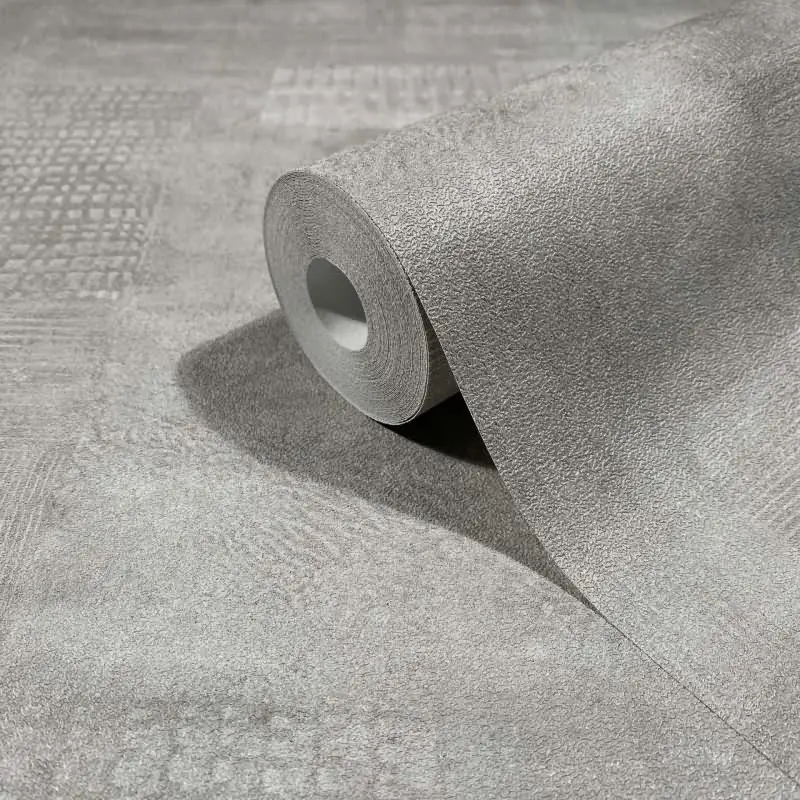 Vliestapete Putzoptik, Betonoptik Uni Geometrisch matt in Grau für Wohnzimmer, Schlafzimmer, Büro (KG-175478)