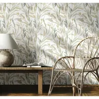 Vliestapete Bl&auml;tter Floral Natur matt in Wei&szlig;...