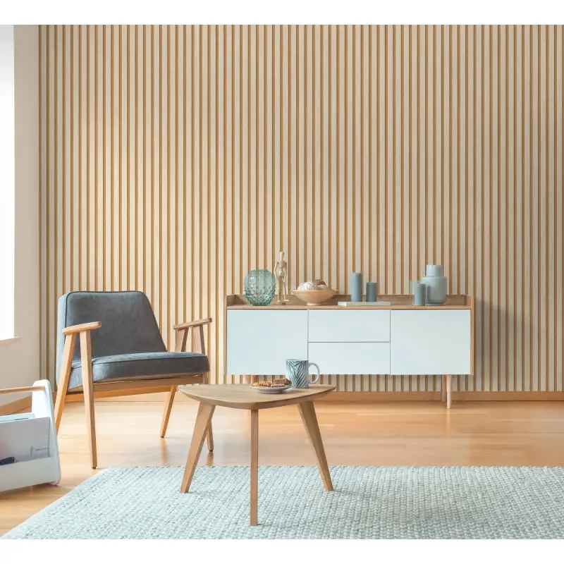 Holzoptik-Tapete Hellbeige Karamell - Vertikale Latten 3D-Effekt - Vliestapete modern (KG-175787)