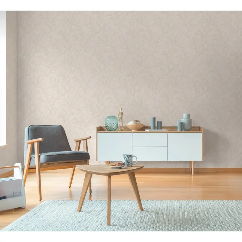 Florale Vliestapete Creme Beige - Dezentes Zweigmuster - Tapete elegant & modern (KG-175789)