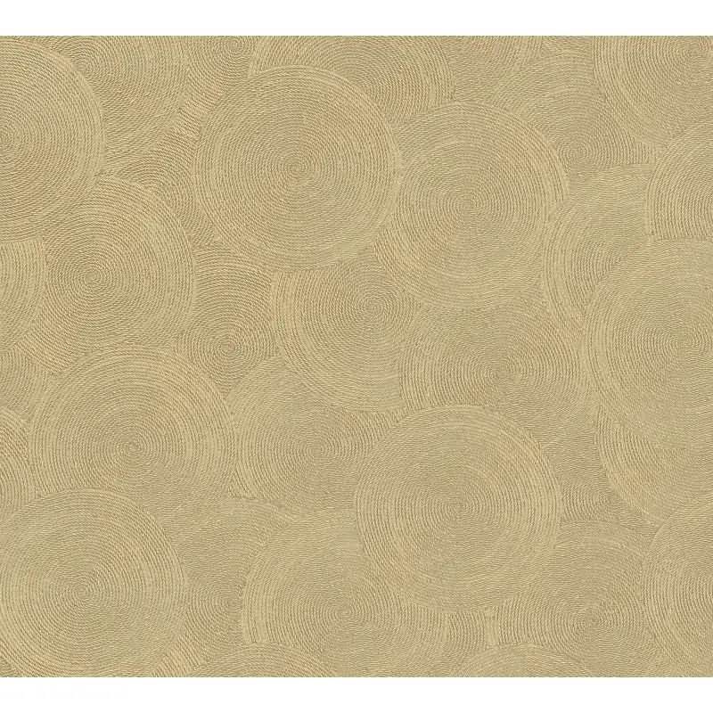 Kreis-Muster-Tapete Sandfarben Gold - Struktur Vliestapete modern glänzend (KG-175801)