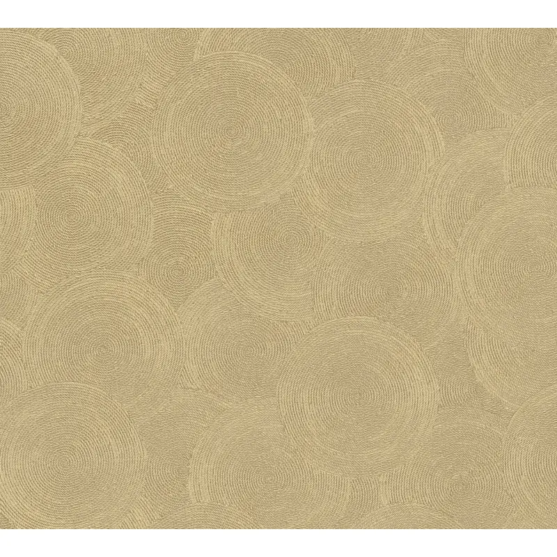 Kreis-Muster-Tapete Sandfarben Gold - Struktur Vliestapete modern glänzend (KG-175801)