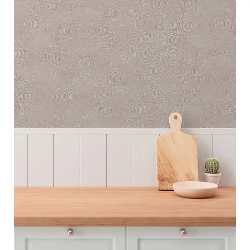 Kreis-Muster-Tapete Rosa Silber - Struktur Vliestapete dezent glänzend modern (KG-175803)