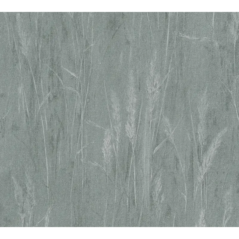 Gräser-Tapete Türkis Silber - Vliestapete mit Naturmotiv und Glanzstruktur (KG-175805)