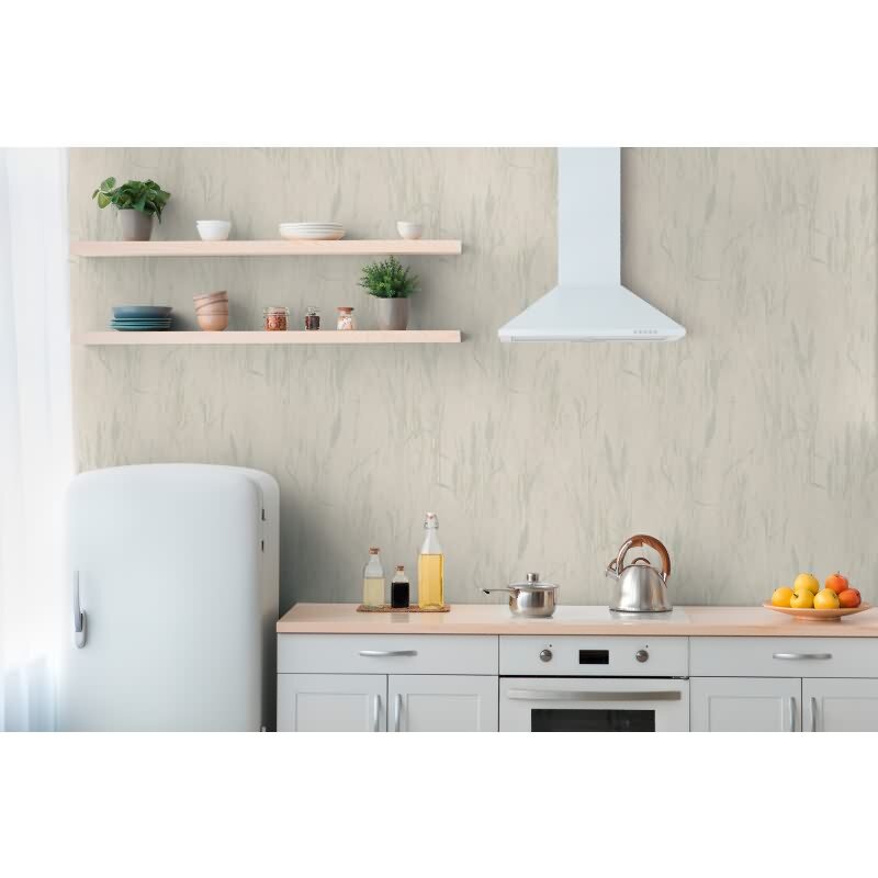 Gräser-Tapete Creme Blau Grün - Vliestapete Naturmotiv in Leinenstruktur (KG-175809)