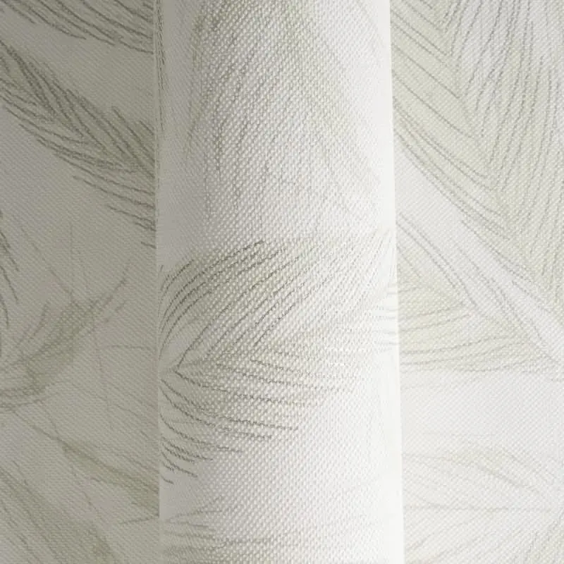 Palmblatt-Tapete Creme Grün - Vliestapete mit Blattmuster in Leinenoptik (KG-175815)